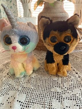 Ty Beanie Boos Lot: Heather Unicorn Cat & Spirit German Shepherd Plush